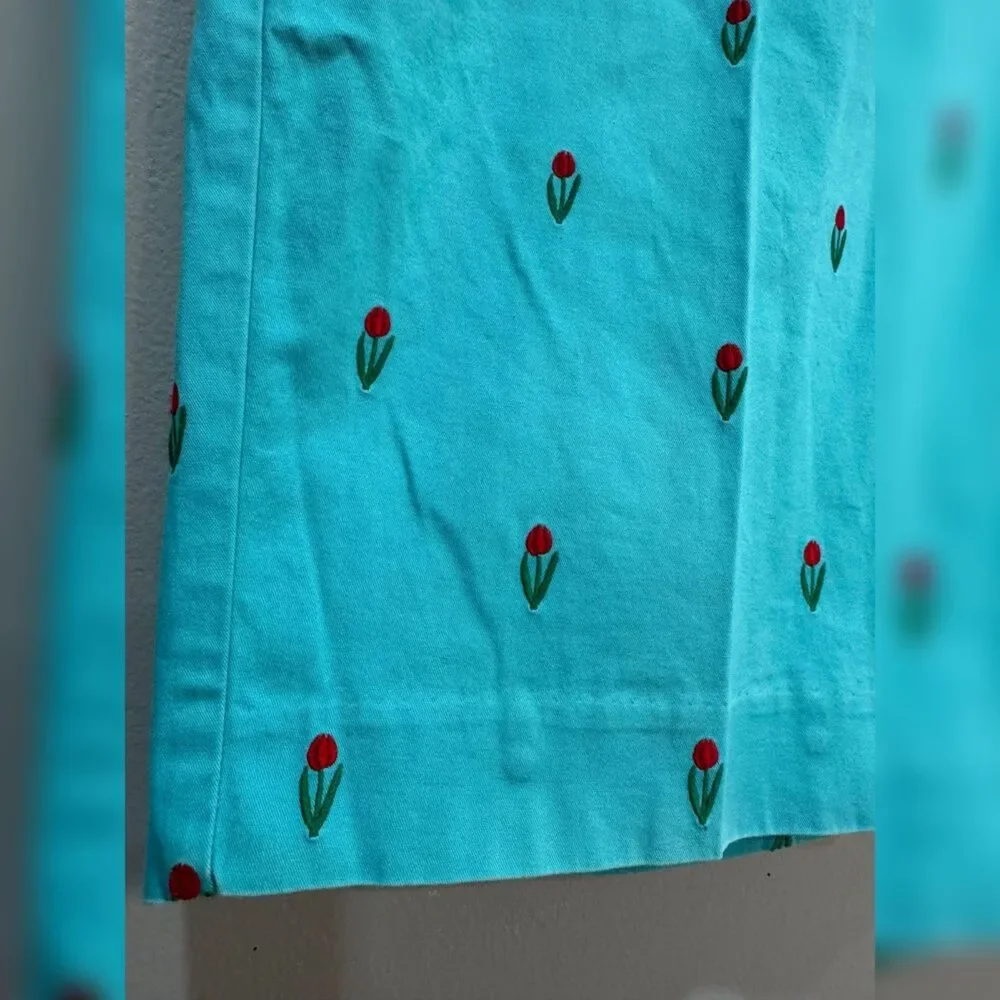 Blue Talbots Tulip Design Chino Shorts Size 6P EUC